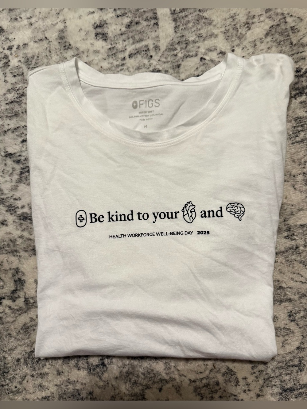 Figs White 'Be Kind to Your Heart and Brain' Graphic Tee